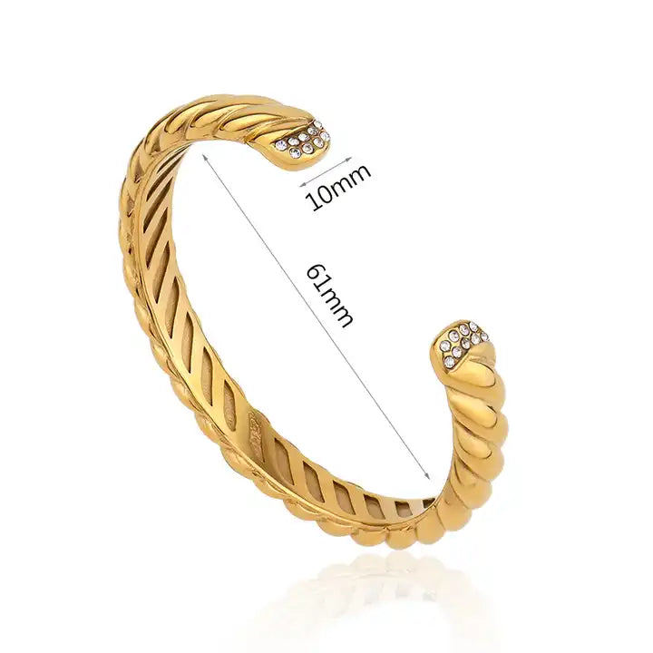 Hyperbole Twist C Shape Open Bangle