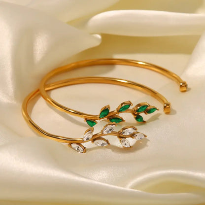 Green/White Zircon Leaf Bracelet