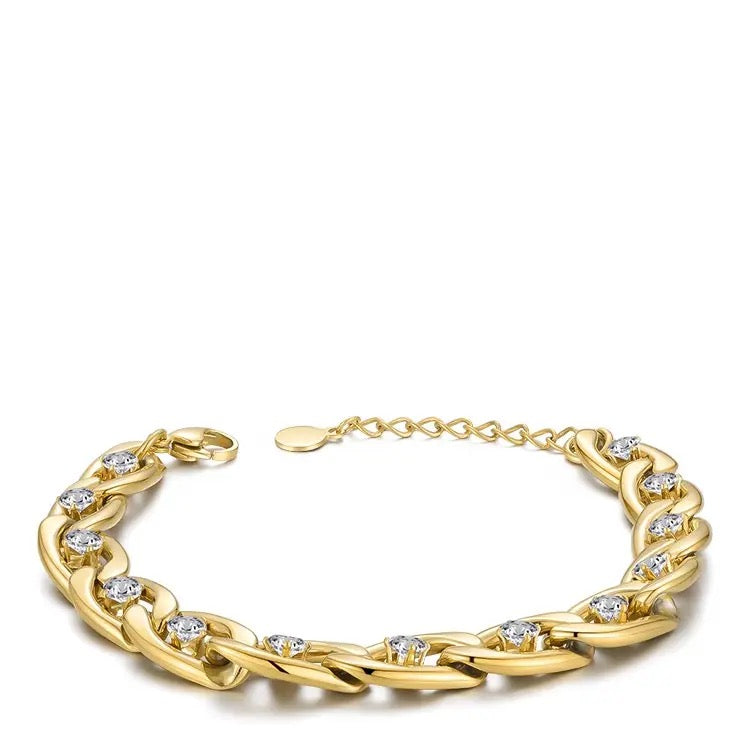 Cubic Zircon Link Chain Bracelet