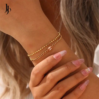 Double Layer Zircon Charm Bracelet