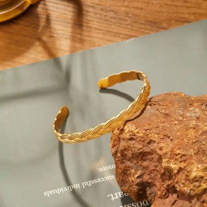 Woven Twisted Chain Open Bangle