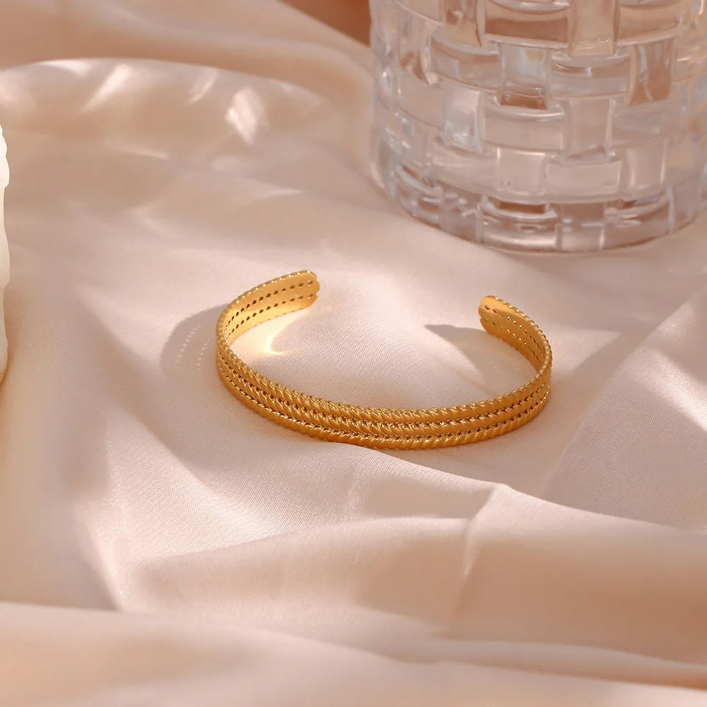 Woven Twisted Chain Open Bangle