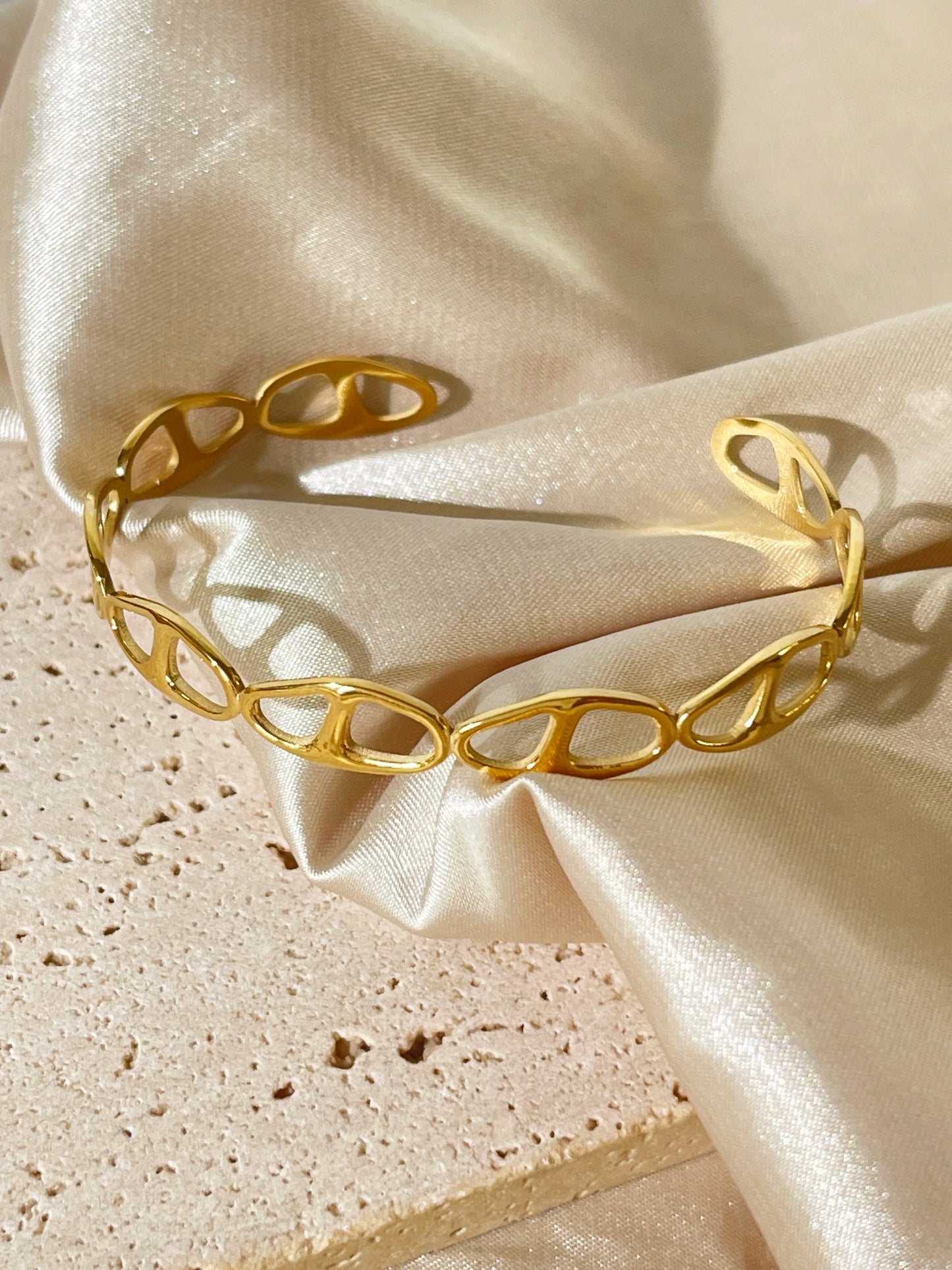 Woven Twisted Chain Open Bangle