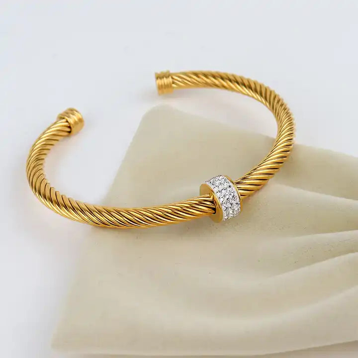 Zircon Wire Twisted Bangle