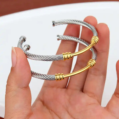 Two-Tone Twisted Wire Cable Bangle