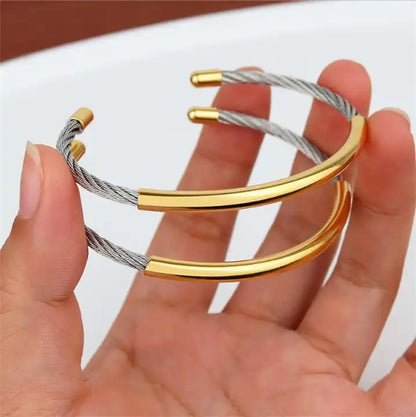 Two-Tone Twisted Wire Bangle