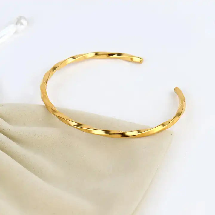 Shiny Twisted Cuff Bangle