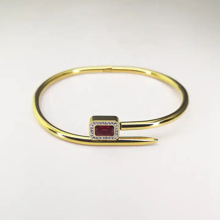 Square Red Zircon Bangle