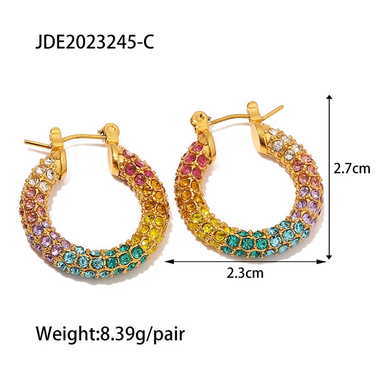 Rainbow Zircon Hoops & Huggies Earrings