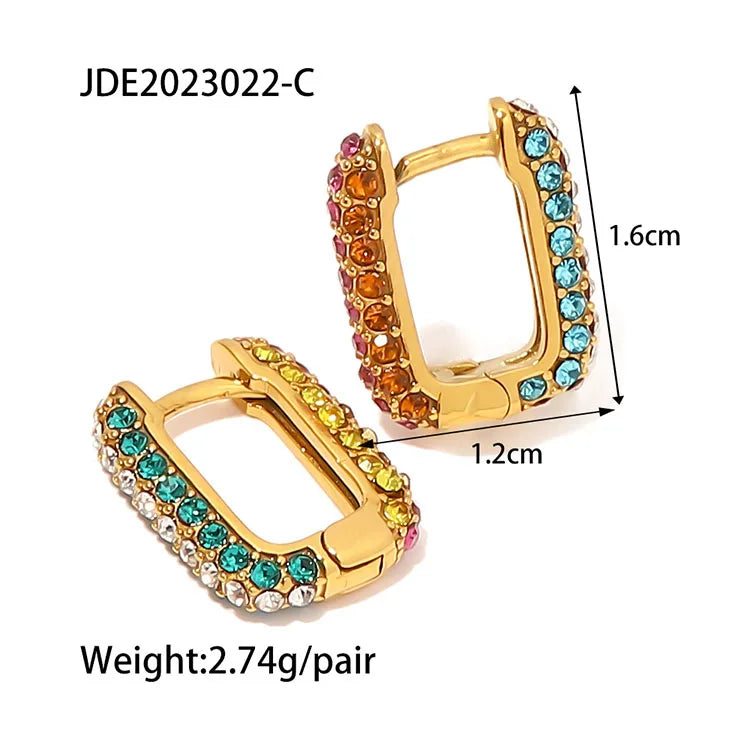 Rainbow Zircon Hoops & Huggies Earrings