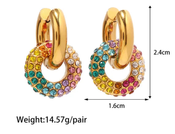 Rainbow Zircon Hoops & Huggies Earrings