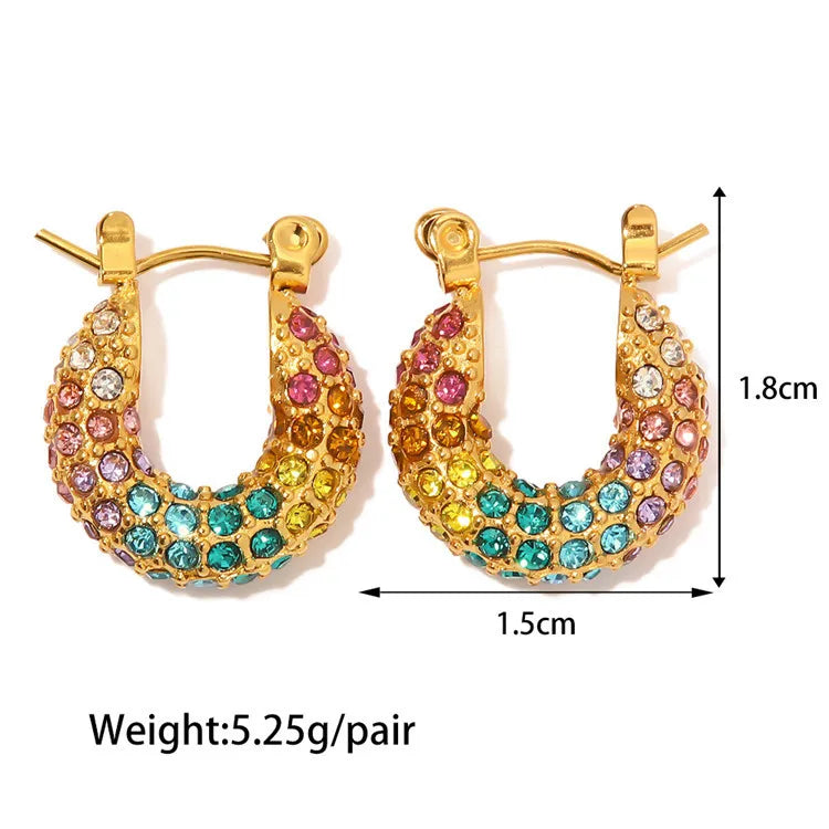 Rainbow Zircon Hoops & Huggies Earrings