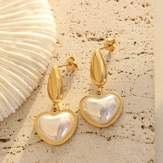 Mother Of Pearl Heart Earrings