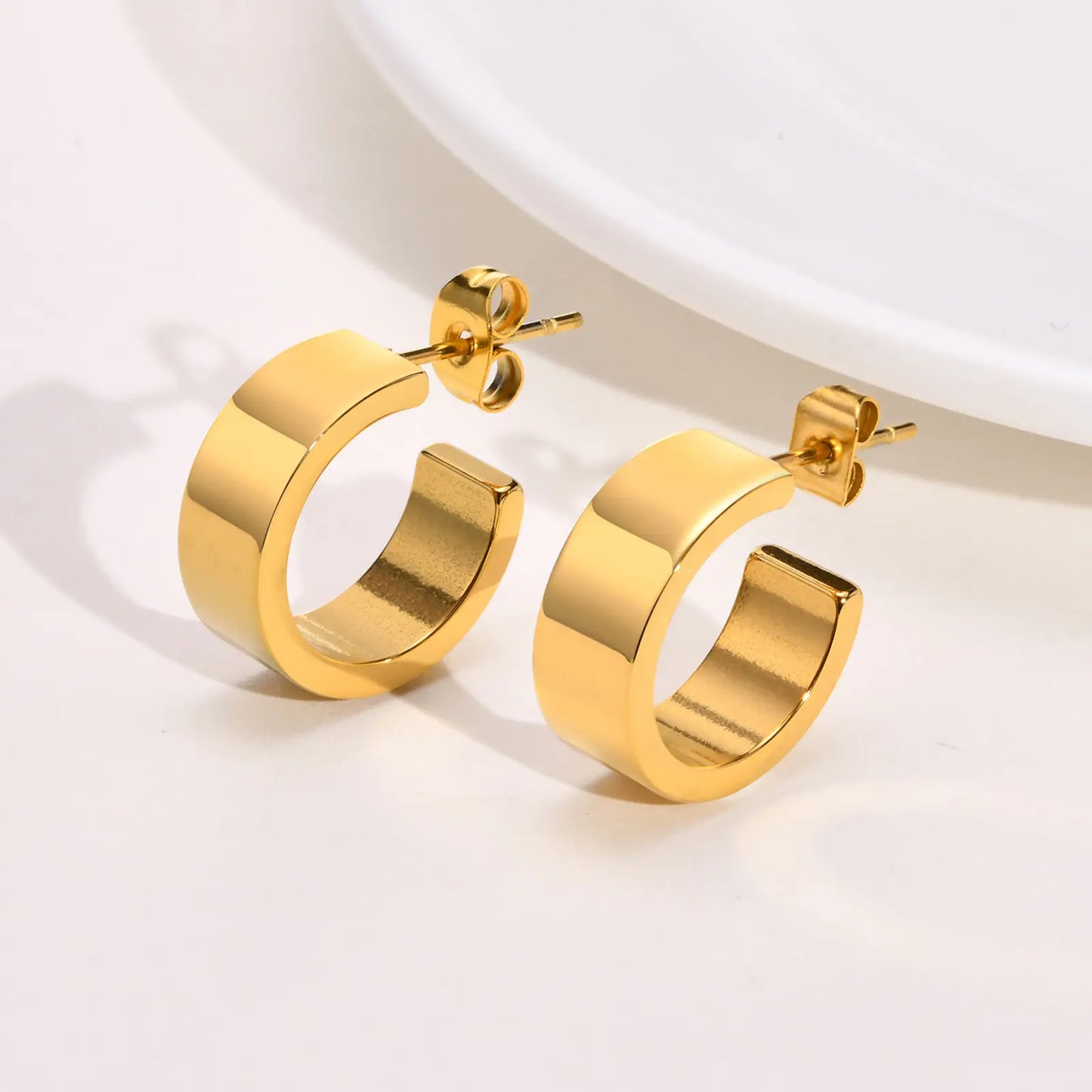 Wide C Shaped Hoop Earring