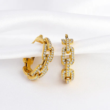 Link Chain Zircon Earrings