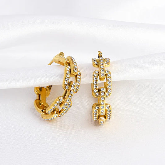 Link Chain Zircon Earrings