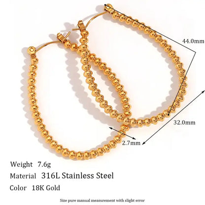 U Shape Beaded Hoop Earrings