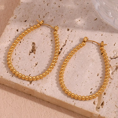 U Shape Beaded Hoop Earrings