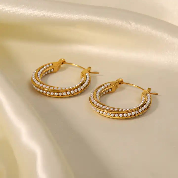 Pearl Hoop Earrings