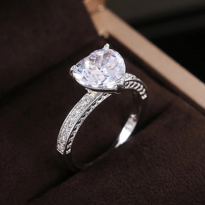 Heart Zircon Silver Plated Ring