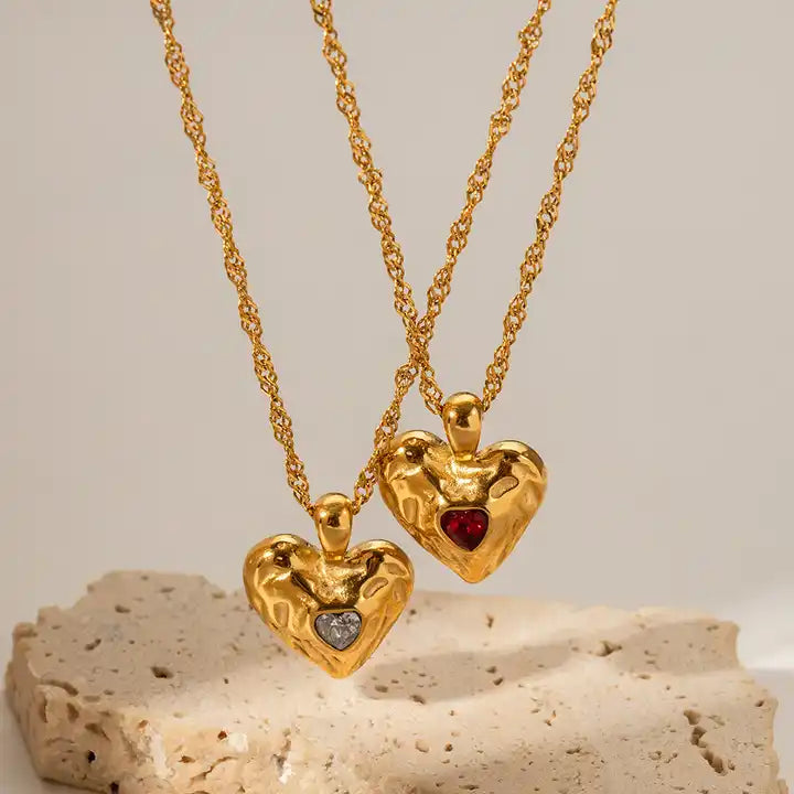 Lava Heart Shape Pendant Necklace