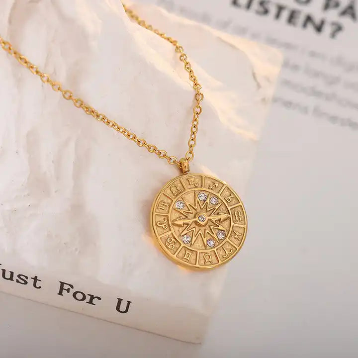 Round Horoscope Pendant Necklace