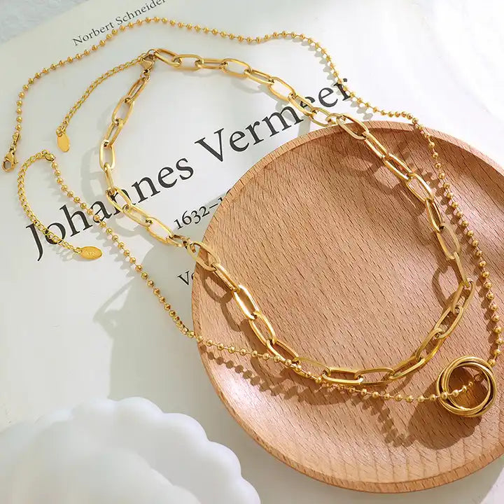 Circular Ring Detachable Layered Necklaces