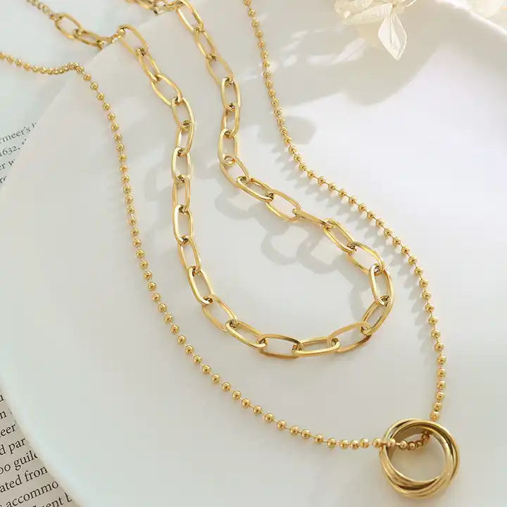 Circular Ring Detachable Layered Necklaces