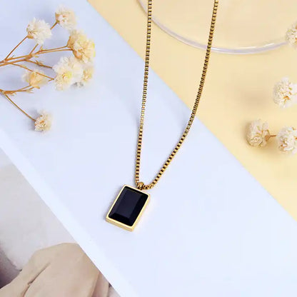 Black Enamel Pendant Necklace