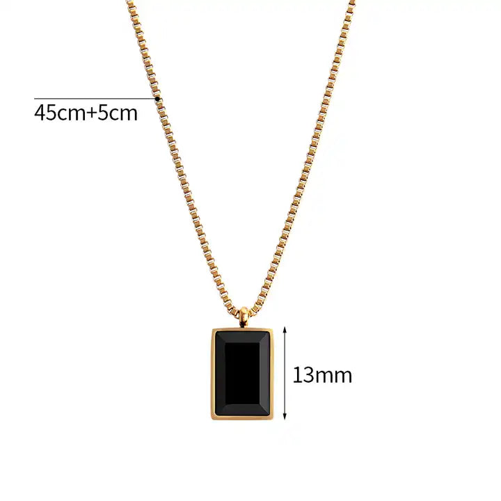 Black Enamel Pendant Necklace