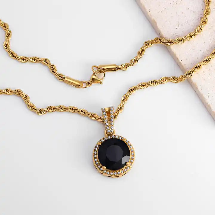 Zircon Black Diamond Pendant Necklace