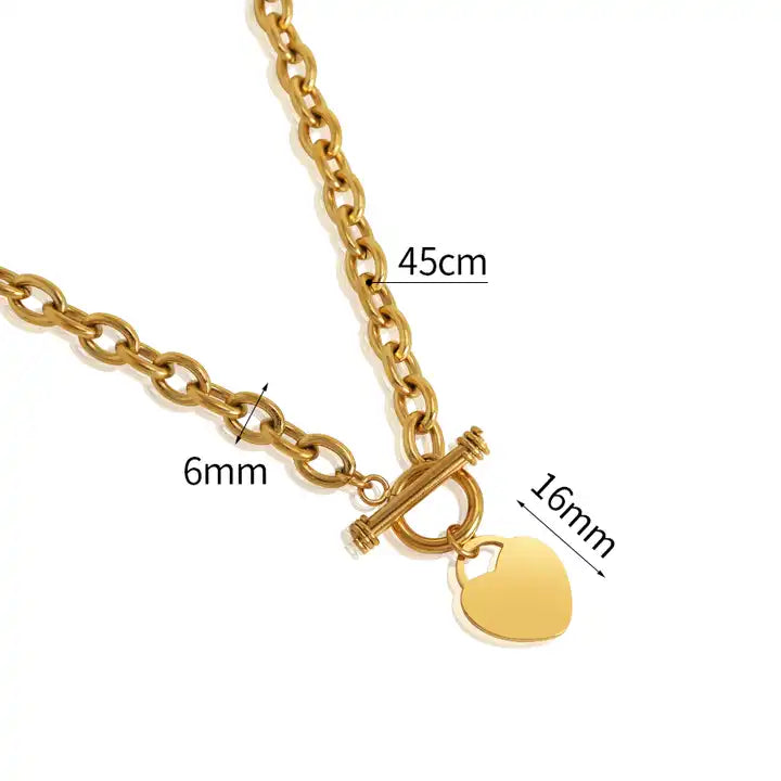 Heart Pendant OT Clasp Necklace