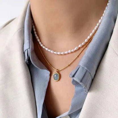 Blue Natural Moonstone Necklace