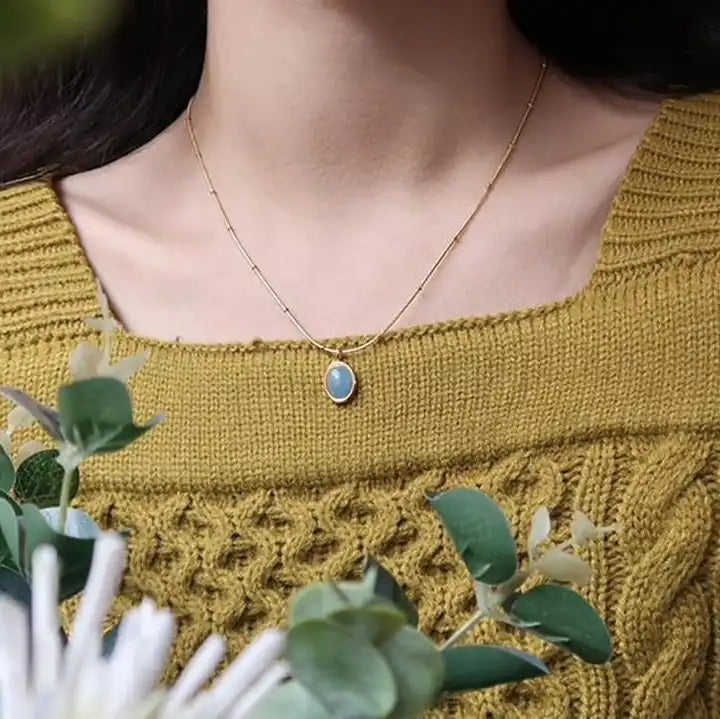 Blue Natural Moonstone Necklace