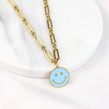 Enamel Smile Pendant Necklace