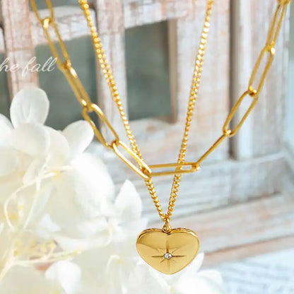 Double Layer Heart Pendant Necklace