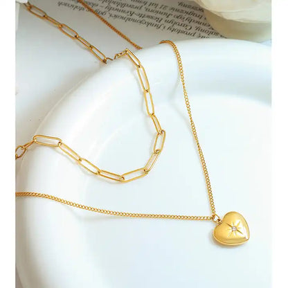 Double Layer Heart Pendant Necklace