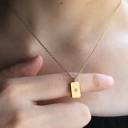 Square Geometric Zircon Pendant Necklace