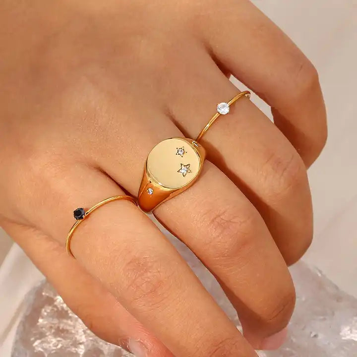 Zircon North Star Rings