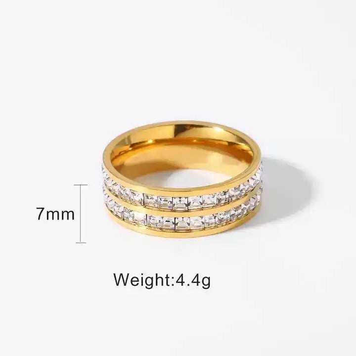 Double Layer Cubic Zircon Ring