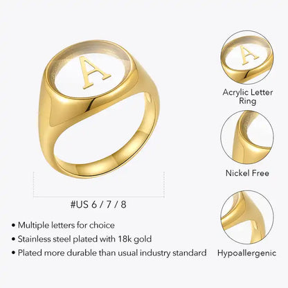 Transparent Acrylic Letter Ring